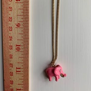 J. Crew Pink Elephant Gold Necklace